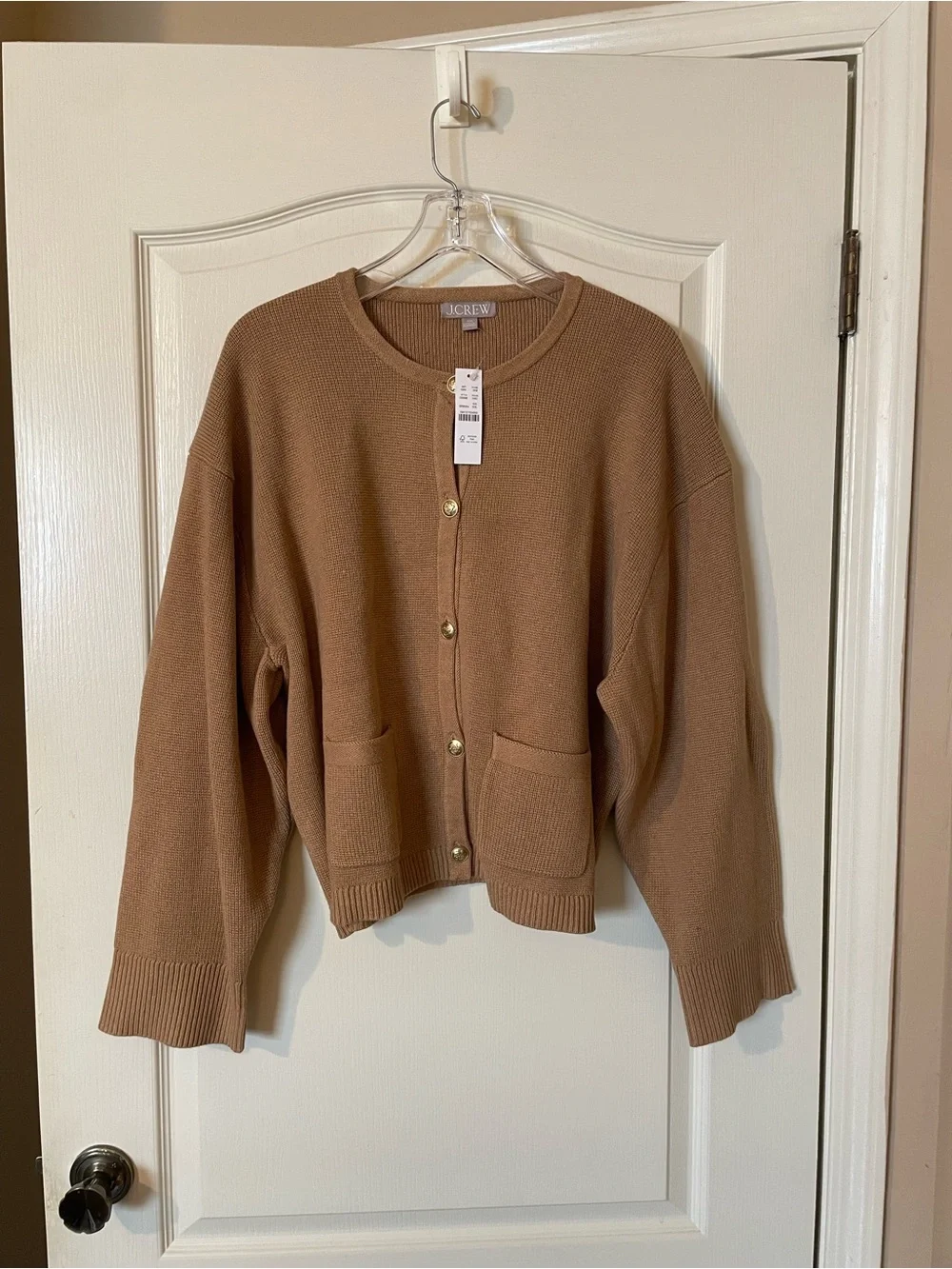 J.Crew Emilie Sweater Lady Jacket Women XXL Brown Gold Button Quiet Luxury